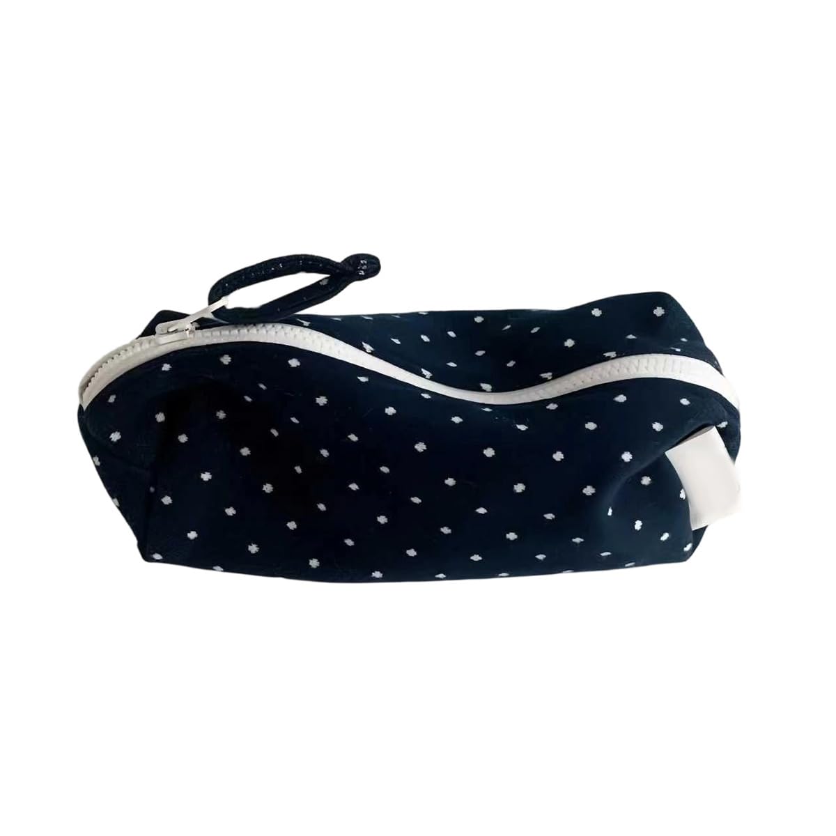 Polka Dot Pencil Case Cute Kawaii Large Capacity Pencil Case for Pens, Makeup, and Travel Essentials, Lightweight Organizer for School, Office, and Daily Use (Navy Blue)