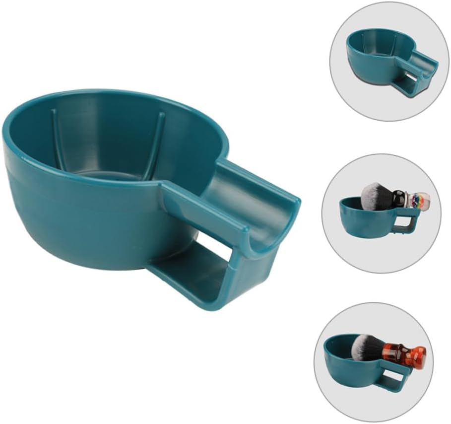 BETOOKY Men’s Shaving Cream Bowl Plastic Shave Soap Bubble Bowl Thickened Wide Mouth Handheld Shaving Accessories Home Use Blue