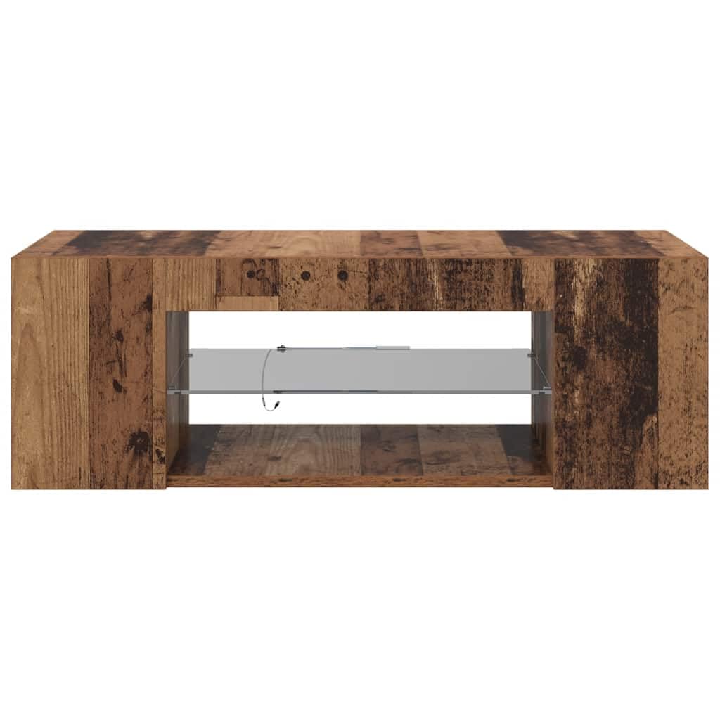 Mobile TV Moderno con Luci a LED, Pannelli in Derivati ​​del Legno con Scomparti Aperti, Console Multimediale per Soggiorno, Camera da Letto e Sala Giochi (Legno vecchio)