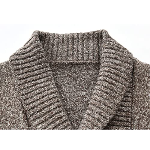 HZCX FASHION Mens Cardigan Shawl Collar Double Breasted Cable Knit Fall Sweater3