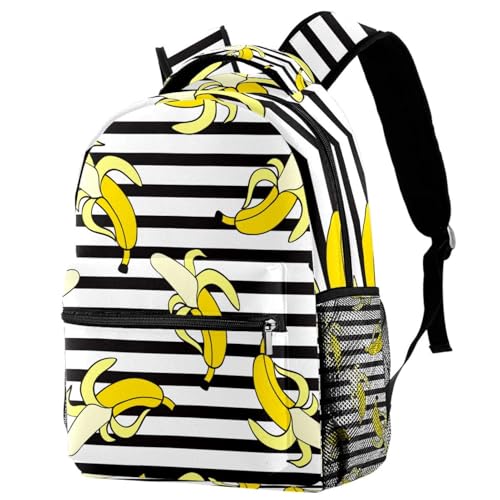 Sac à dos d'école ado fille garçon rayé noir et blanc multicolore