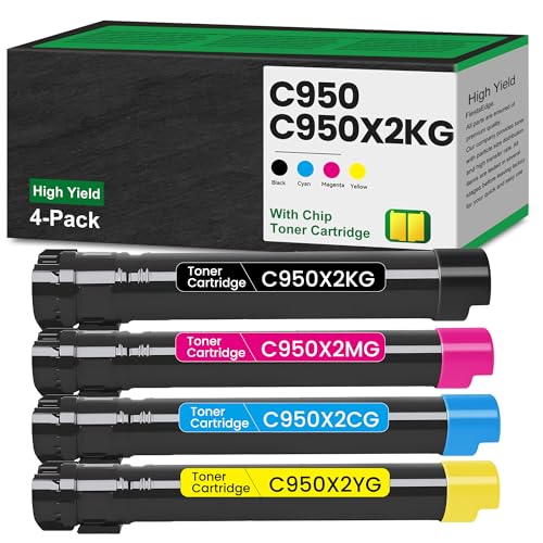 Remanufactured C950 Toner 4-Color C950X2KG C950X2CG C950X2MG C950X2YG Replacement for Lexmark C950 for C950 X950 C952 X952 X954 C950de X952dte X950de X954dhe Printer (Black Cyan Magenta Yellow)