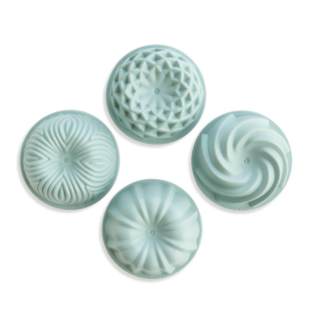 Nordic Ware Micro Mini Bundt Set, Four 1-Cup Servings, Sea Glass
