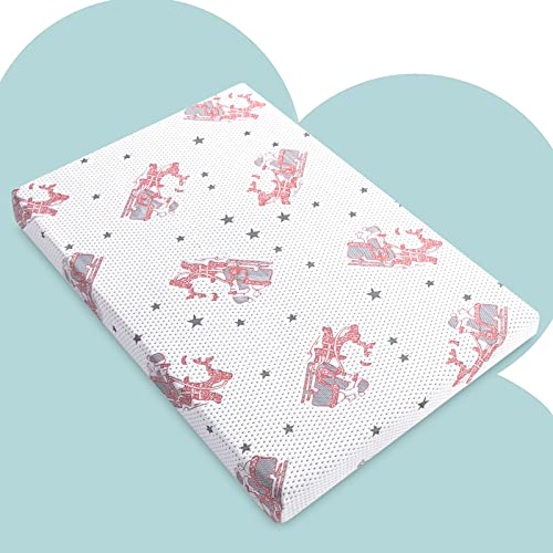 Image of Hygge Hush Pack and Play Mattresses,Dual Sided Memory Foam Mini Crib Mattress Pad,Portable Pack n Play Mattress Topper with Removable Cover Playard Mattress Fits Pack N Play,38"x26"x3"(Santa Claus)