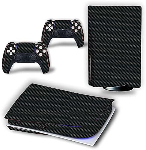 PS5 disk edition black carbon fiber skin sticker wrap playstation 5 console controllers dustproof vinyl cover decal case