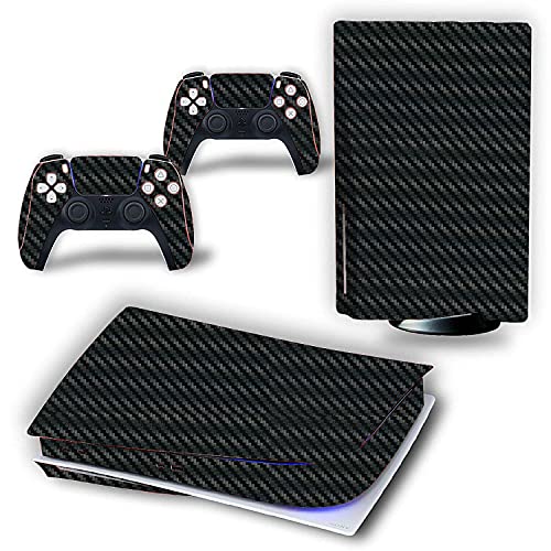 Ps5 Disk Edition Black Carbon Fiber Skin Sticker Wrap Playstation 5 Console Controllers Dustproof Vinyl Cover Decal Case #TOP2