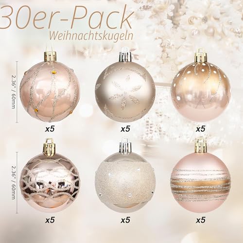 Sea Team 30er-Pack 60mm bemalte glitzernde Weihnachtskugeln – Ansicht 2