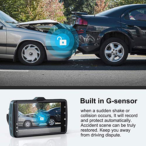 Dash Cam Front and Rear Car Camera 1080P 3.2" Dashboard Camera with 32GB SD Card, 170°Wide Angle, Night Vision Dashcam for Cars, Driving Recorder with G-Sensor, Loop Recording