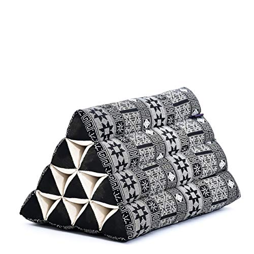 Leewadee Thai Dreieckskissen - Bequemes Rückenstütze Lesekissen Fernsehkissen - Ökologisches Naturprodukt Mit Kapok-Füllung, 50 x 33 x 33 cm,...
