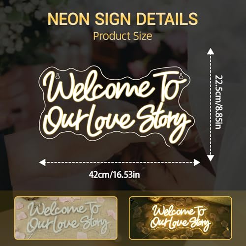 Image of Welcome to Our Love Story Neon Sign Wedding Warm White Led Lights