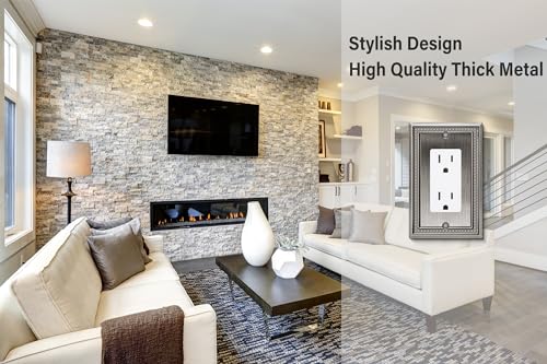 Image of Henne Bery Sunken Pearls Heavy Duty Decorative Wall Plate Switch Plate Outlet Cover (Single Decorator, 2 Pack, Heirloom Silver)