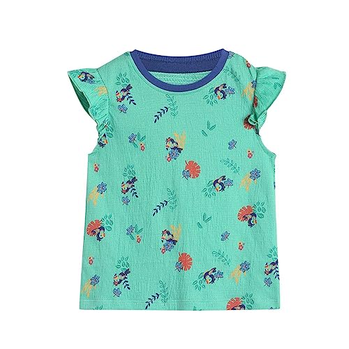 Image of miniklub Girls Green & Blue Floral Printed Regular Top