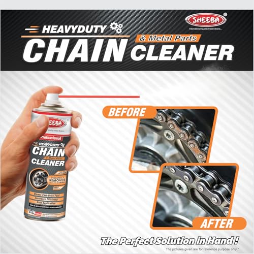 Image of SHEEBA Bike Chain Cleaner and For Metal Parts I Heavy Duty Spray I Effectively Removes Dust, Oil, Grease I Cleans Fast - Dries Fast I Easy Application I Increases Performance I 500mL Pack.
