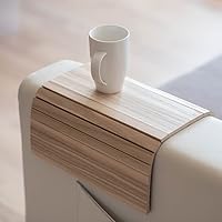 Vista 8 de Bandeja de brazo para sofá, mesa de cama, posavasos de madera, taza de café, reposabrazos plegable, protector de extremo de carrito, plegable