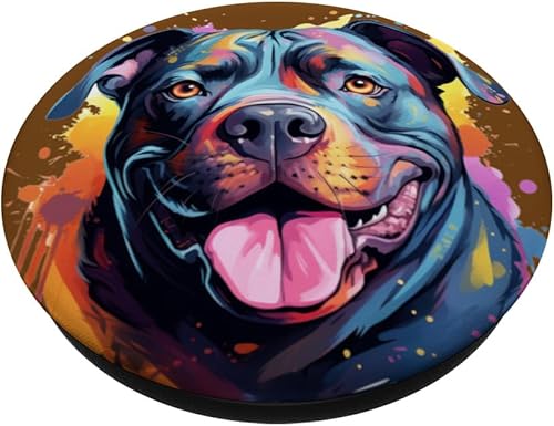 Miniatura 2 de American Bully Portrait  Arte de retrato en color PopSockets Standard PopGrip
