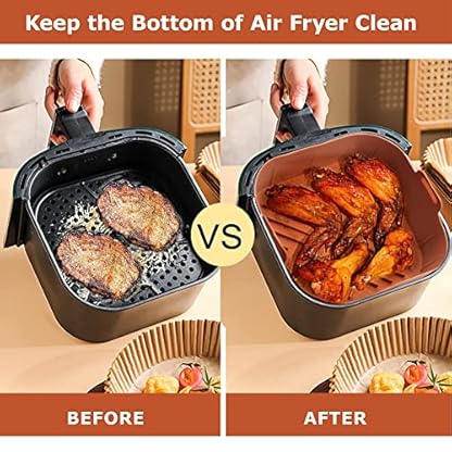 Wresetly Futter für Fritteusenkorb, Silikon, wiederverwendbar, für quadratische Fritteuse, für Lebensmittelsicherheit, Futter von Fritteusen, Backofen-Zubehör – Bild 7