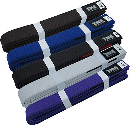 TMA Jiu Jitsu GI Belts BJJ Brazilian Fight Uniform Belt 100% Cotton MMA US (Blue, A2)