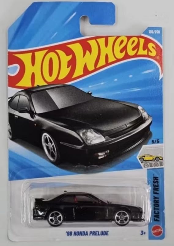 Hot Wheels '98 Honda Prelude [Black] Factory Fresh 5/5, 136/250-1:64 Scale Diecast Toy Vehicle