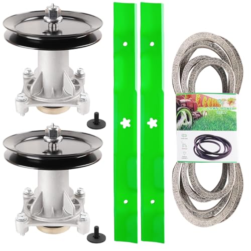 TENGMUJX 46 Mower Deck Rebuild Kit Fit for Craftsman Husqvarna Poulan YTH22V46 YTH21K46 YTH20K46 Lawn Mower Includes 2 Spindles 187292 192870 2 Blades 532403107 2 Puelly 195945 1 Belts 21546607
