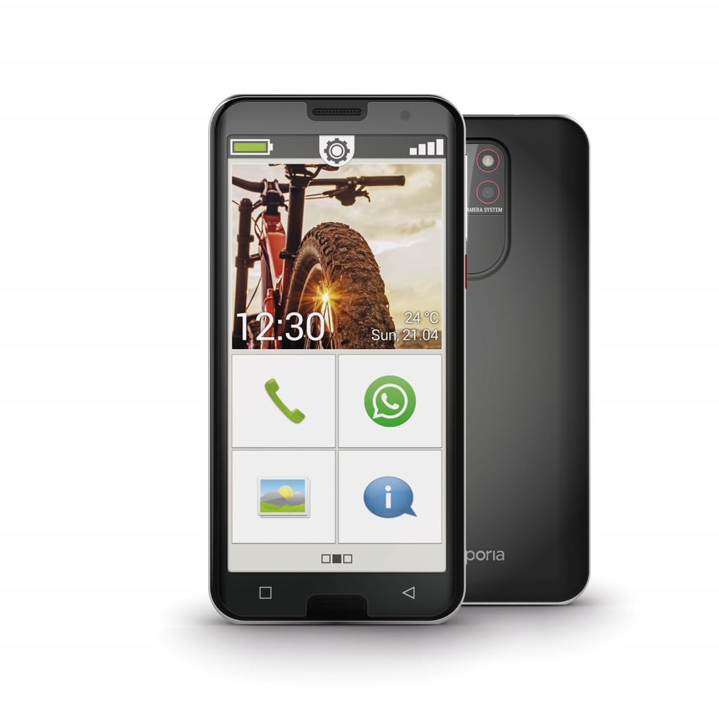 Emporia SMART.5 | Seniorenhandy 4G Volte | Senioren Smartphone ohne Vertrag | Mobiltelefon mit Notruftaste | 5,5-Zoll-Display | Android 10 | 13 MP Kamera | Schwarz