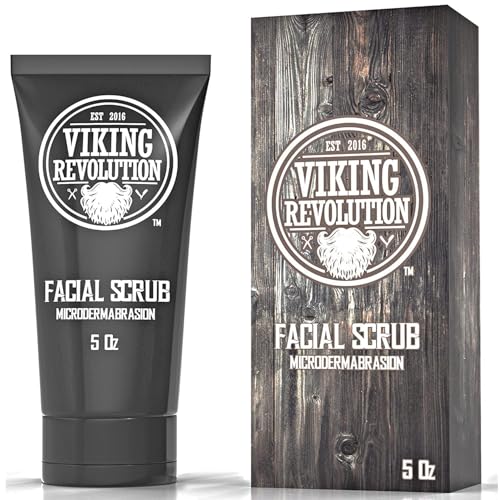 Viking Revolution Mikrodermabrasion Peeling Gesicht Männer - Face Scrub & Gesichtsreinigung für Tiefenreinigung, Gegen Mitesser & Eingewachsene Haare - Pre-Shave Gesichts Peeling (1er-Pack) 150 ml