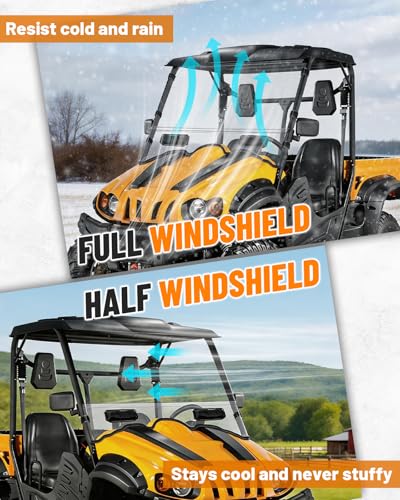 Image of MDPROMCP Vented Front Windshield Compatible with Massimo MSU 500 /700, Axis 500 /700, HiSun HS, Coleman Outfitter, Bighorn, Challenger - 2-in-1 Scratch Proof Shatterproof PC UTV Window, Heavy Duty Clear