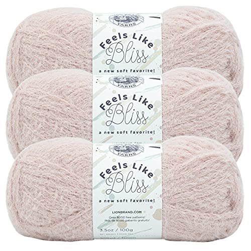 Image of Lion Brand Yarn Feels Like Bliss, Bulky Yarn for Knitting, Blush, 3 Pack