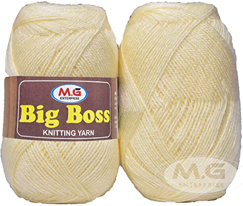 Image of M.G ENTERPRISE Chirag CreamCrochet & Knitting Yarn 200 Soft Wool for DIY Craft Projects