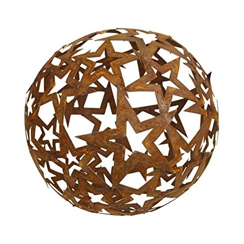 Bornhöft Sternen Kugel 30cm Metall Rost Gartendeko Edelrost rostige Gartendekoration Gartenkugel Rosenkugel Weihnachten Cover