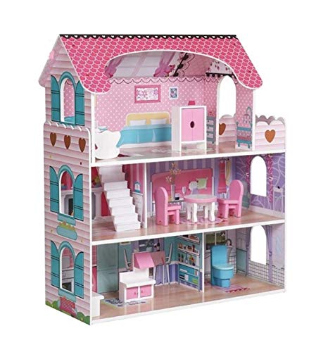Wooden Doll House with Furniture, Design 1