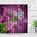 Tulpe Duschvorhang Frühling Blume Schmetterling Garten Naturlandschaft Wasserdicht Badezimmer Dekorativer Vorhang S.5 180x180cm