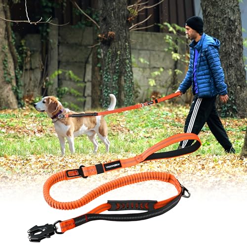 Strapazierfähige Taktische Hundeleine mit Schnellverschluss-Karabiner und stark reflektierenden Fäden, 1,2-1,8 m Power-Stretch-Hundeleine für mittelgroße und große Hunde