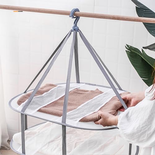 Looca LC-DR-GR 3-Tier Folded Mesh Clothes Hanging Dryer Sweater Drying Rack 30.3 Inch L * 24.5 Inch W*30.7 Inch H thumb #1
