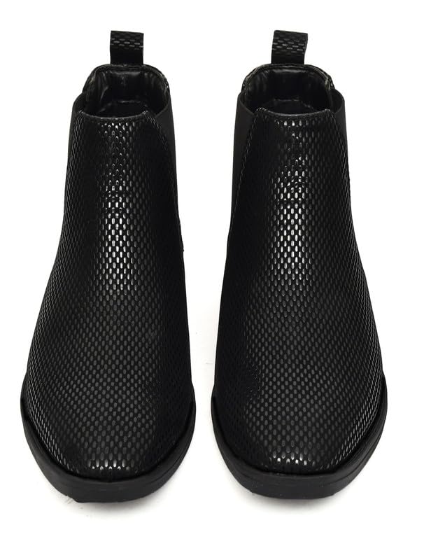 Image of TANN & TRAIL Men Premium Synthetic Chelsea Boots Elegant, Pointed Toe, Textured Finish, Cushioned Comfort, Versatile Formal & Casual Footwear