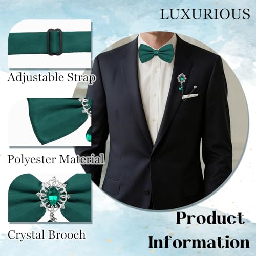Image of Bow Ties for Men with Crystal, Pre-tied Adjustable Mens Bow Tie Sparkly Bowtie for Formal Suit Tuxedo Wedding Party