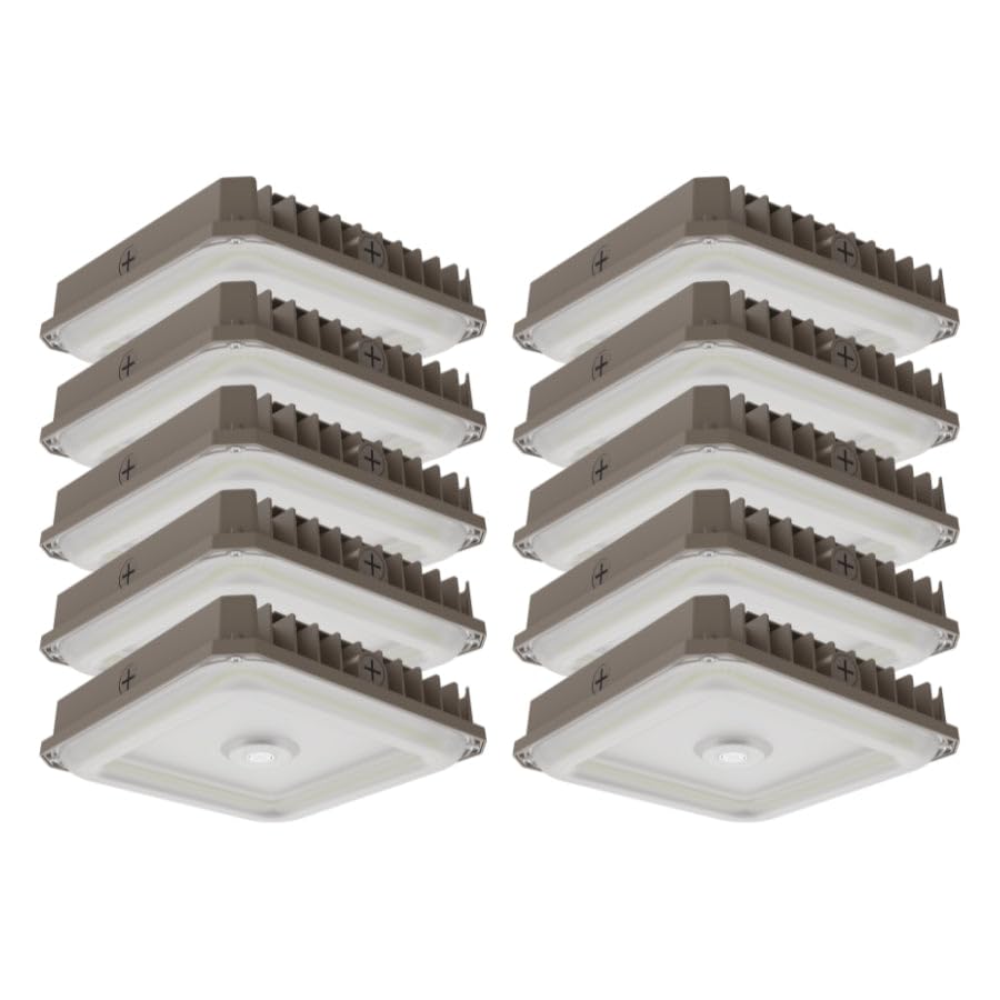 Garage Canopy Light Selectable Wattage 100W 80W 60W 3CCT 3500K 4000K 5000K Dimmable LED Fixture IP65 Waterproof UL