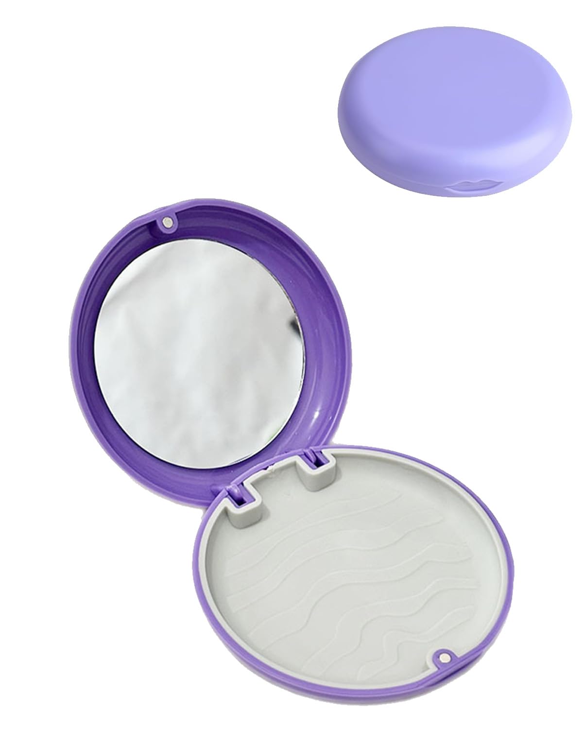 NHCDFA Retainer Case, Teeth Aligner Case with Magnetic Closure, Easy to Clean Retainer Box with Mirror, Denture Box, Travel-Friendly Tooth Retainers and Aligners Case Without Braces (Purple)