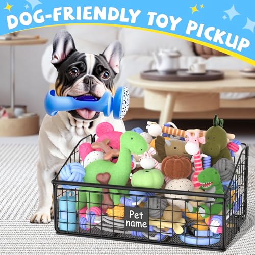 Indestructible Dog Toy basket, Medium Toy Box for Dogs,Pet Toy Bin Dog Metal Basket for Toys, Dog Toy Storage, Dog Storage Organizer,Dog Toy Box for Living Room Area (Black) - Image 4