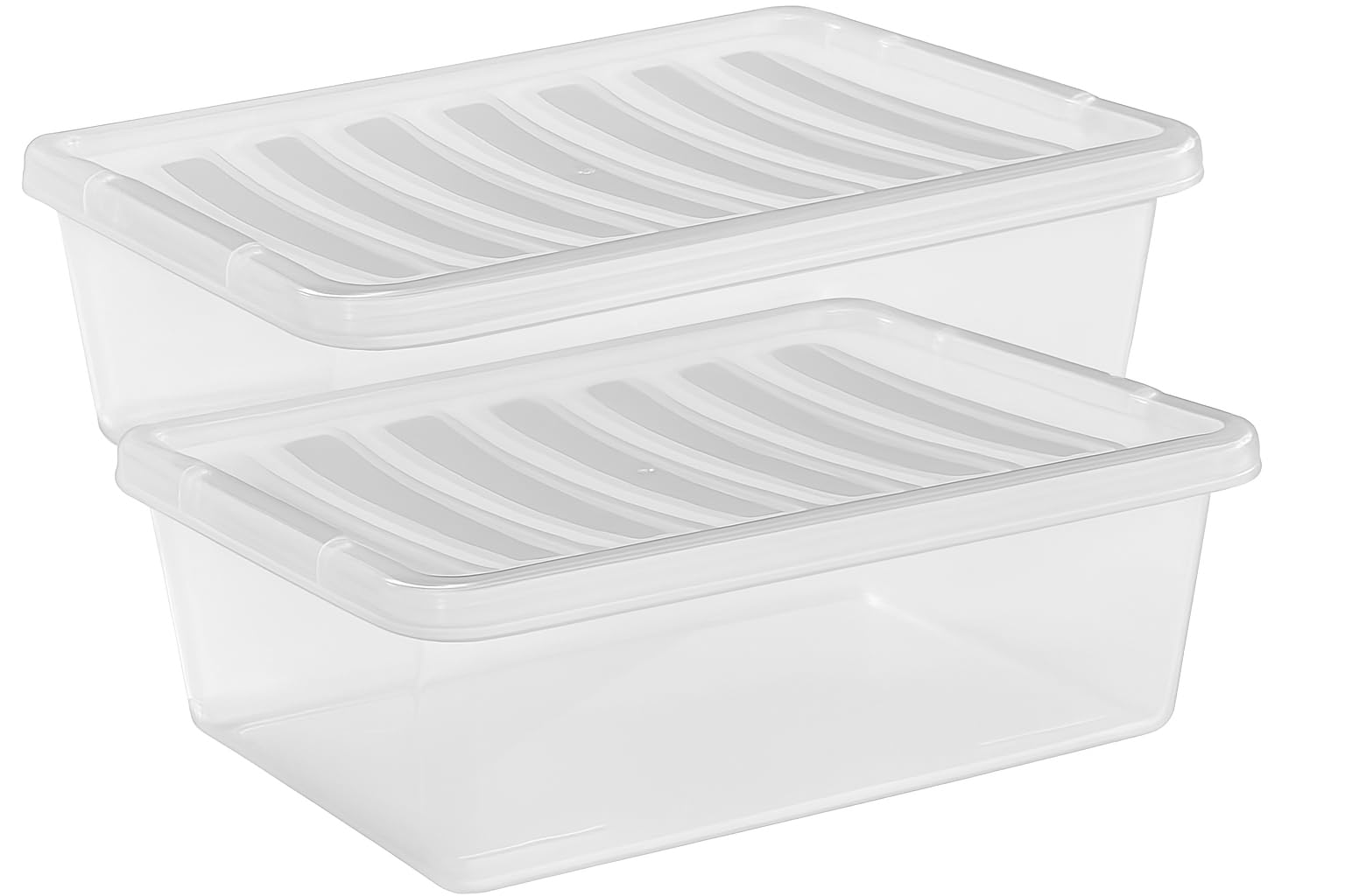 Muddy Hands Pack of 2 - Clear Plastic Under Bed Storage Boxes with Lids - 32 Litre Capacity - Stackable & Durable Container for Clothes, Shoes, Bedding & Home Organisation