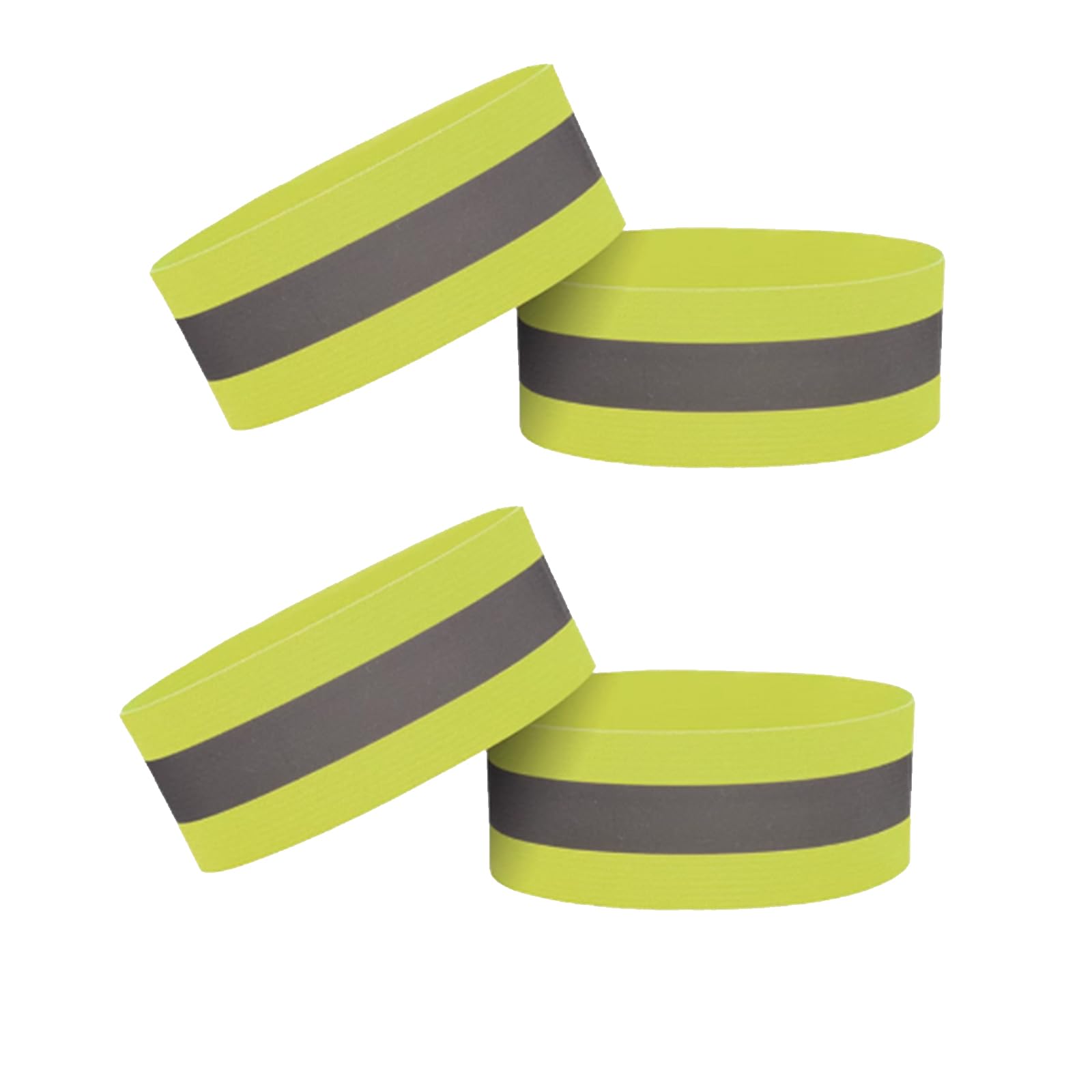MACHSWON 4PCS Reflective Wrist Strap 4x1.5cm Safety Gear Reflective Wristbands High Visibility Ankle Bands Reflector Armband Self-adhesive Reflective Bands for Walking,Night Sports Fluorescent Yellow