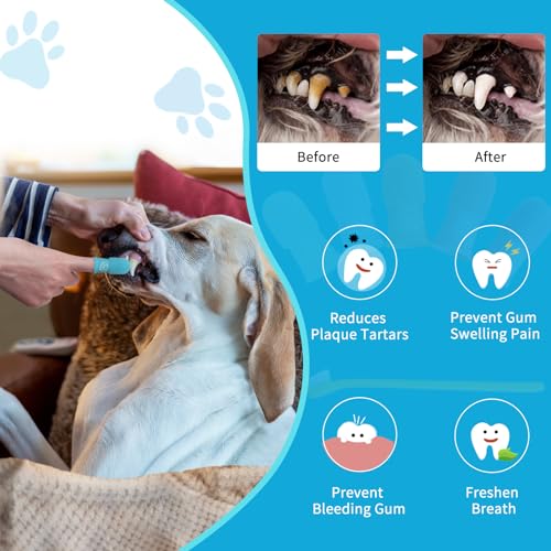 Image of Dog Finger Toothbrush for Pet: 10pcs Puppy Teeth Brushing Kit - Doggie Dental Cleaning Fingertip Fingerbrush
