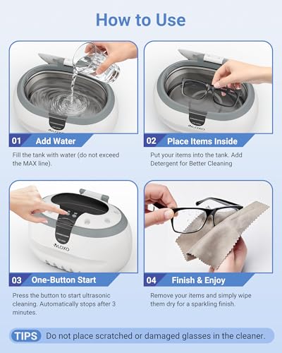 VLOXO Ultraschallreinigungsgerät 600ml – 42kHz Ultraschallreiniger Ultraschallbad...