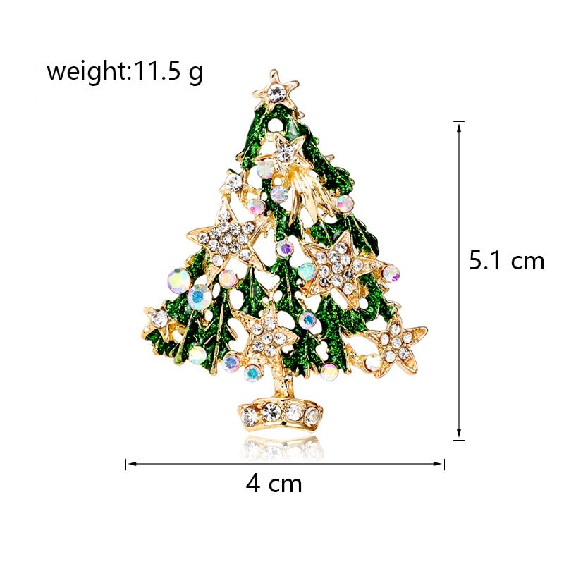 Image of Christmas Brooch Pins Crystal Christmas Tree Snowflake Jingle Bell Reindeer Enamel Brooches Holiday Party Gift for Women