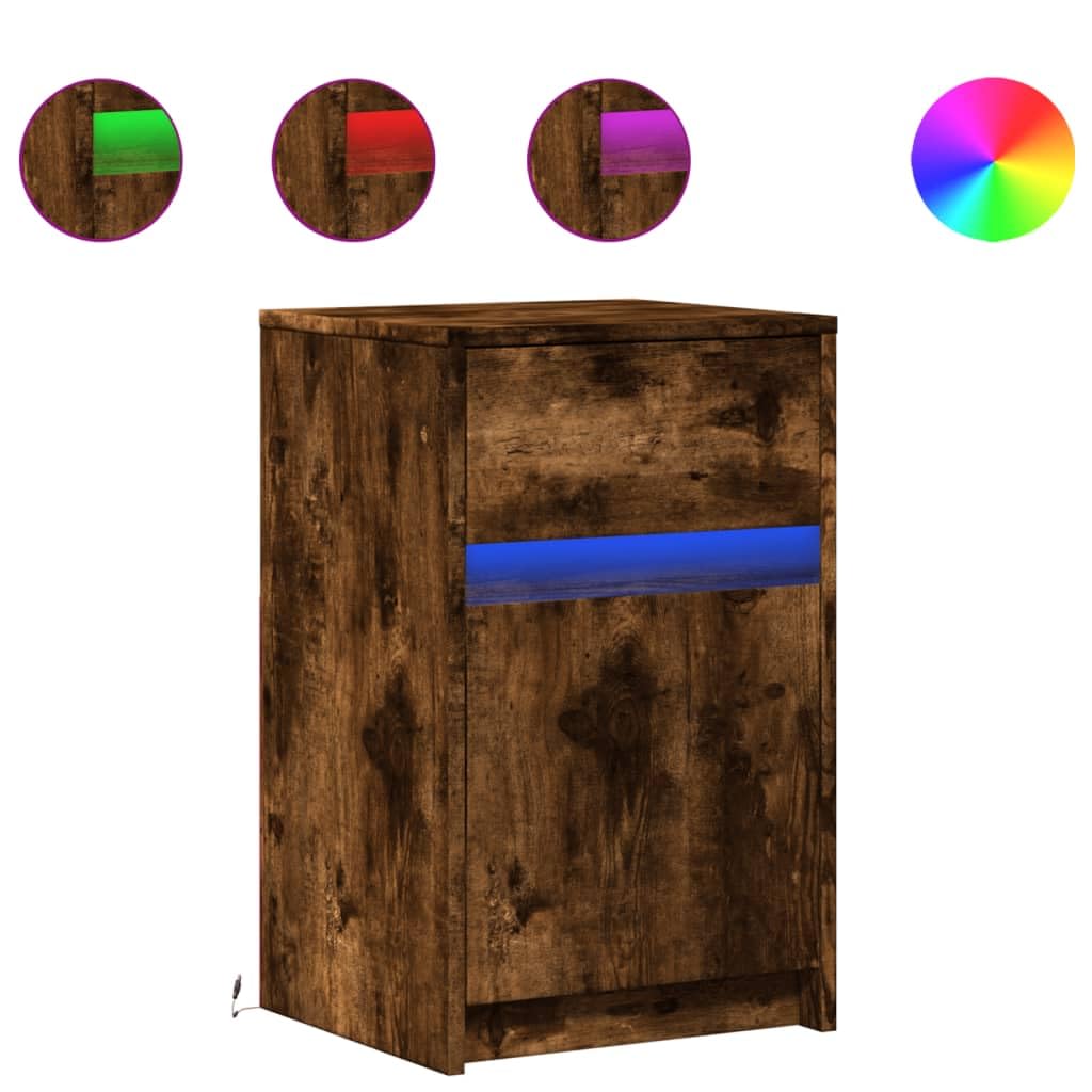 Stilvoller Nachttisch mit RGB-LED-Beleuchtung und Schublade aus langlebigem Holzwerkstoff für Schlafzimmer und Wohnzimmer