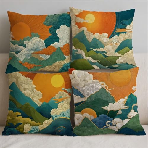 Housse coussin 80x80cm orange brûlée imperméable pour canapé de jardin