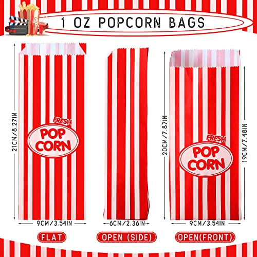 Image of Sherr 1000 Pcs 1oz Popcorn Bags Bulk Red Retro Stripes Disposable Popcorn Bags for Movie Nights Circus Carnival Party Favors Birthday Party Event Supplies Machine Accessories