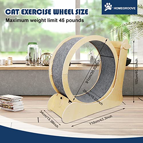 Image of homegroove Cat Wheel, Upgraded Cat Wheels for Indoor Cats, 43.3 inch W Cat Exercise Wheel Treadmill for Kitty's Longer Life, Large Cat Running Wheel for Fitness Weight Loss