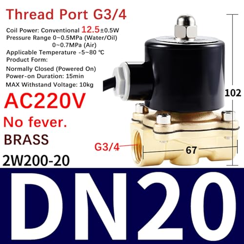 Electrovalvula normalmente cerrada de 3/4 24V eficiente para tuberías de agua aire aceite 5