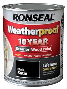 Ronseal Weatherproof 10 Year Exterior Wood Paint Satin 750ml Black