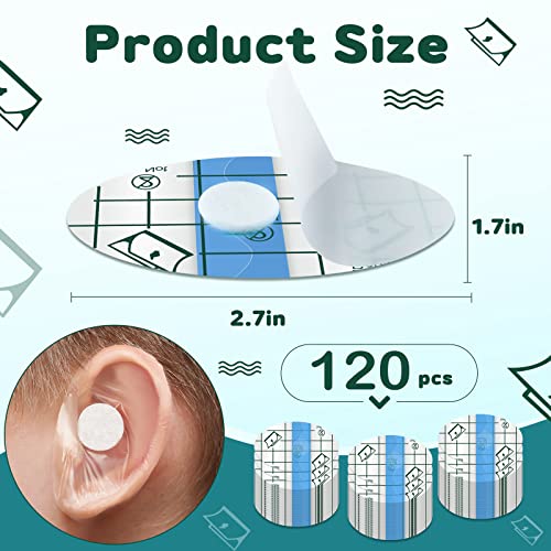 Image of Kingdder 120 Pcs Disposable Baby Ear Covers for Shower Swimming,Blue | Waterproof Ear Plug Newborn Sticker Cotton Ball Baby Shower Cap Ear Protection for Kid Surfing Snorkeling Other Water Sports
